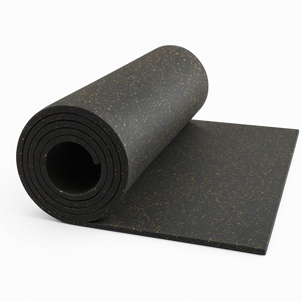 Rubber Gym Floor Roll 10mm x 1m Black/Yellow – Industrial Athletic