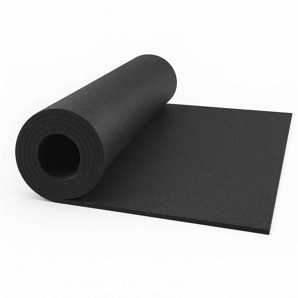 Rubber Gym Floor Roll - 10mm x 1.5m Black/Grey