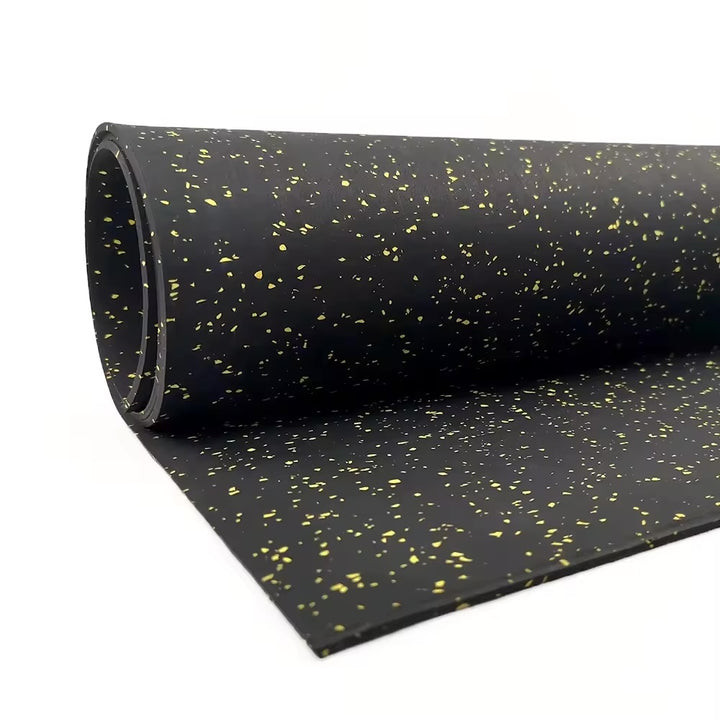 Rubber Gym Floor Roll - 10mm x 1m - Black/Yellow
