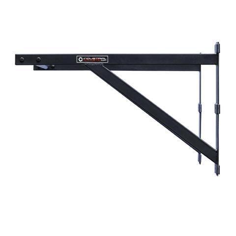 Wall-mounted pull-up bar made from 50×50 mm steel box section, powder-coated.