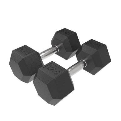 12.5kg HD Rubber Hex Dumbbell - Industrial Athletic