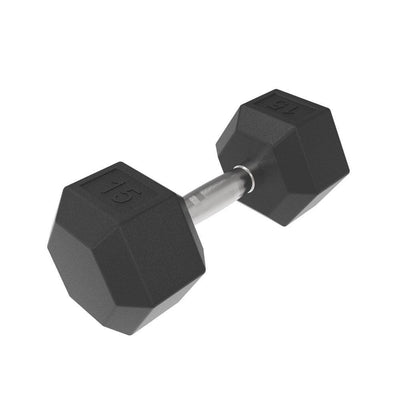 15kg HD Rubber Hex Dumbbell - Industrial Athletic