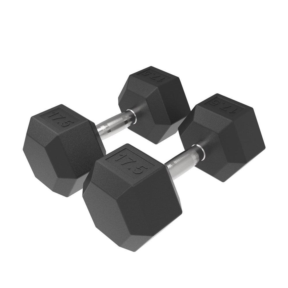 17.5kg HD Rubber Hex Dumbbell - Industrial Athletic