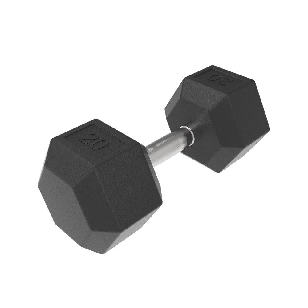 20kg HD Rubber Hex Dumbbell - Industrial Athletic
