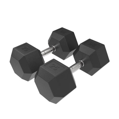 25kg HD Rubber Hex Dumbbell - Industrial Athletic