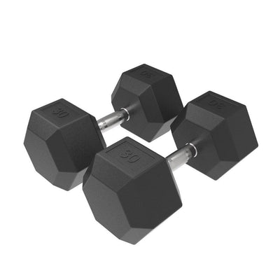 30kg HD Rubber Hex Dumbbell - Industrial Athletic