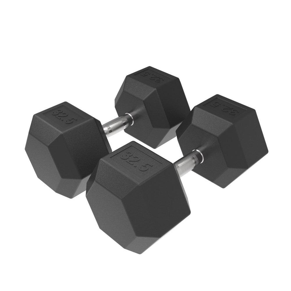 32.5kg HD Rubber Hex Dumbbell - Industrial Athletic