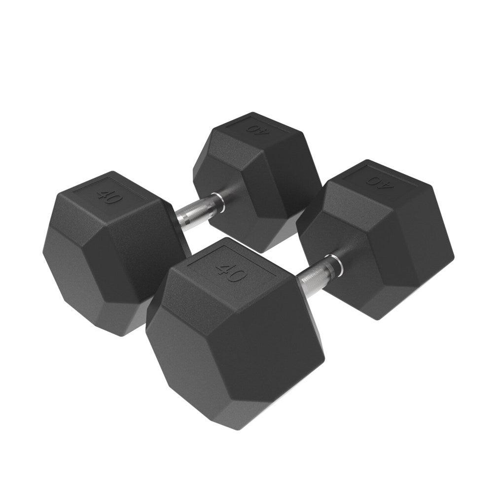 40kg HD Rubber Hex Dumbbell - Industrial Athletic