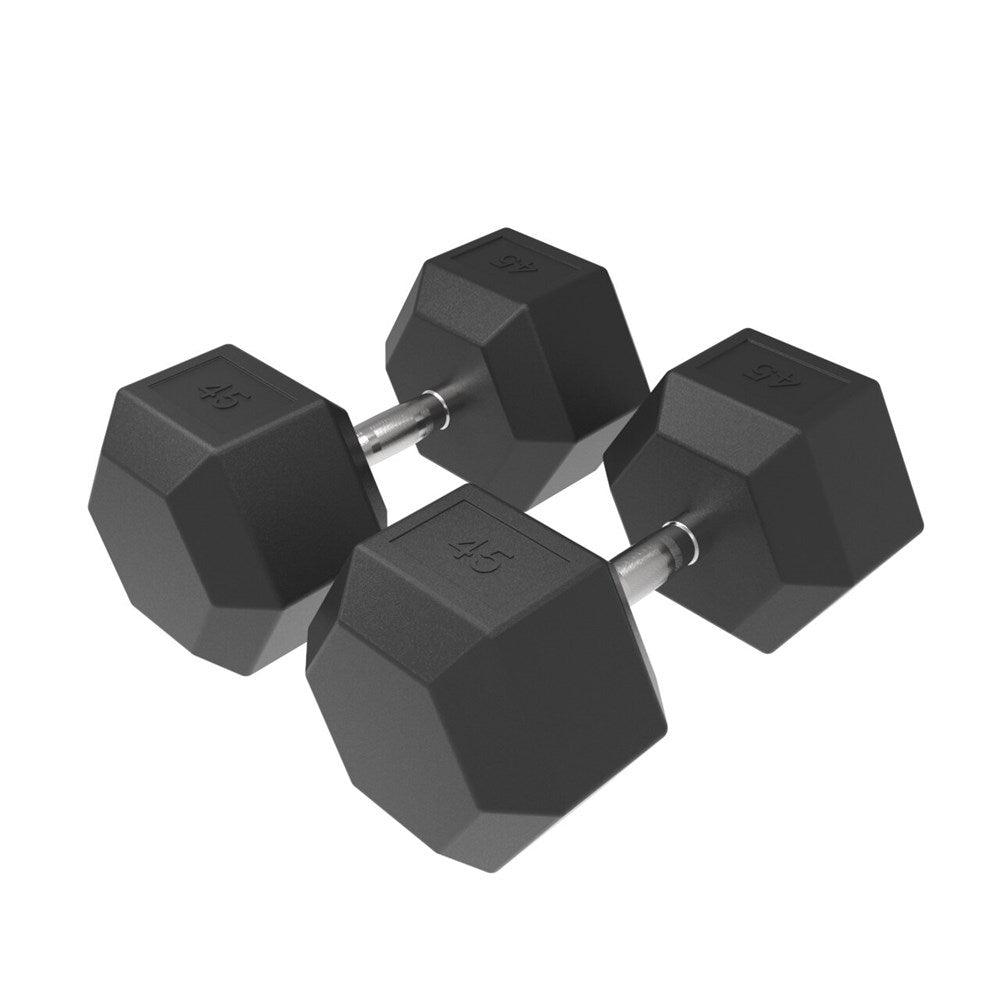 45kg HD Rubber Hex Dumbbell - Industrial Athletic