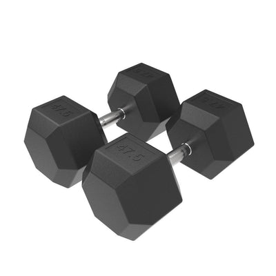 47.5kg HD Rubber Hex Dumbbell - Industrial Athletic