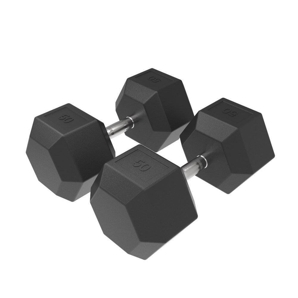 50kg HD Rubber Hex Dumbbell - Industrial Athletic