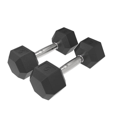 5kg HD Rubber Hex Dumbbell - Pair - Industrial Athletic
