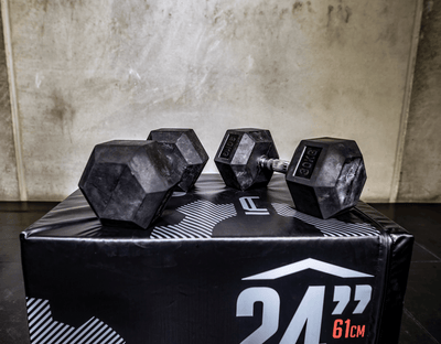 30kg HD Rubber Hex Dumbbell - Industrial Athletic