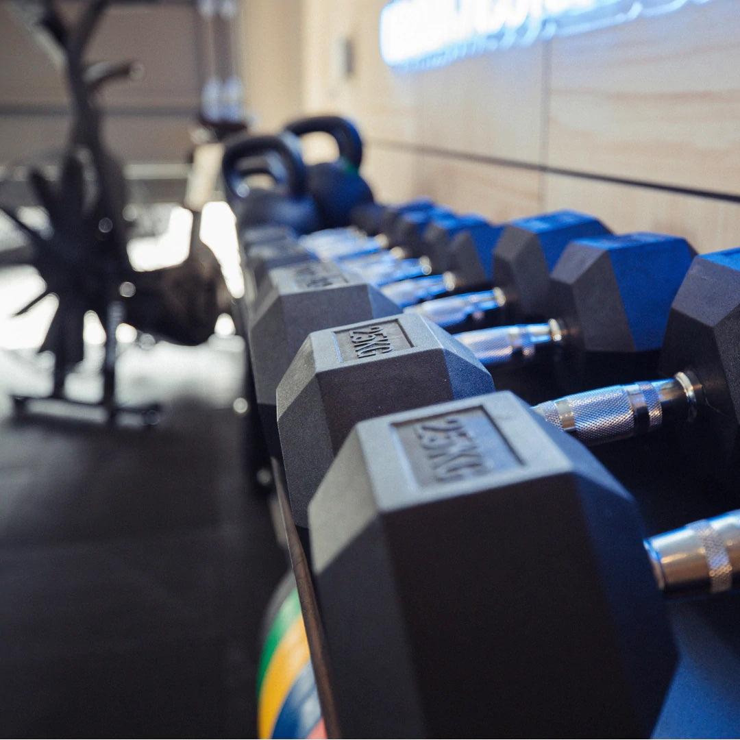 27.5kg HD Rubber Hex Dumbbell - Industrial Athletic