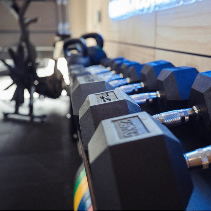 27.5kg HD Rubber Hex Dumbbell - Industrial Athletic